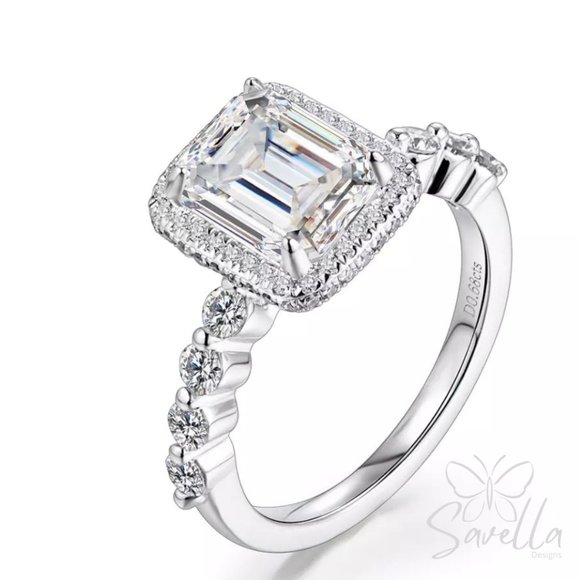 3.0ct 925 Silver Certified Moissanite “MILAN” Ring 18K Gold Plated - Picture 4 of 13